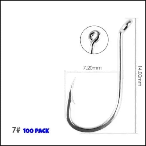 Ringed Long Shank Stainless Steel Fishing Hooks 1-10# - 100 Pack