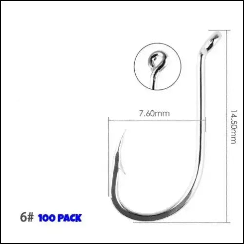 Ringed Long Shank Stainless Steel Fishing Hooks 1-10# - 100 Pack