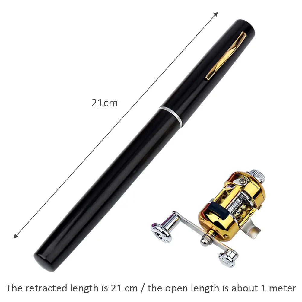 Telescopic Mini Aluminum Fishing Rod + Reel Gear Ratio 2.1:1