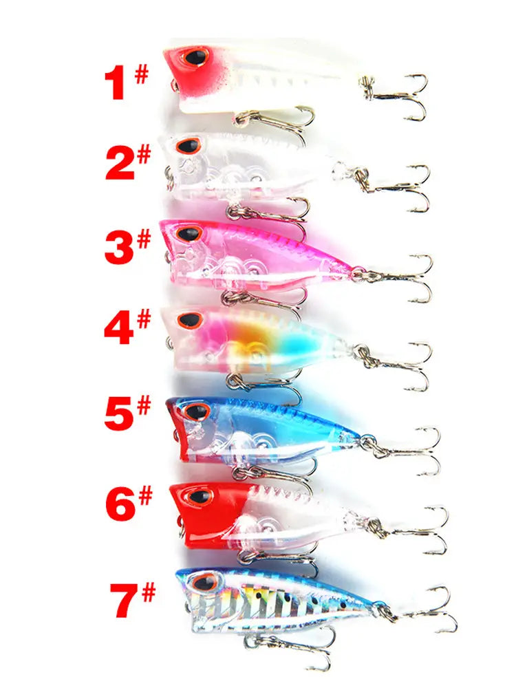 Popper Topwater Fishing Lure with Treble Hook 3.3g 4cm