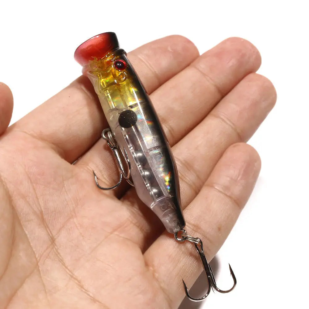 Popper Floating Fishing Lure with Treble Hook 9.5g 7.2cm