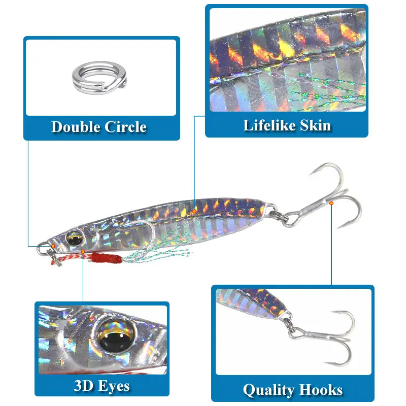 VIB Sequin Fishing Lures with Treble Hook 18g - 45g 6cm - 8.5cm