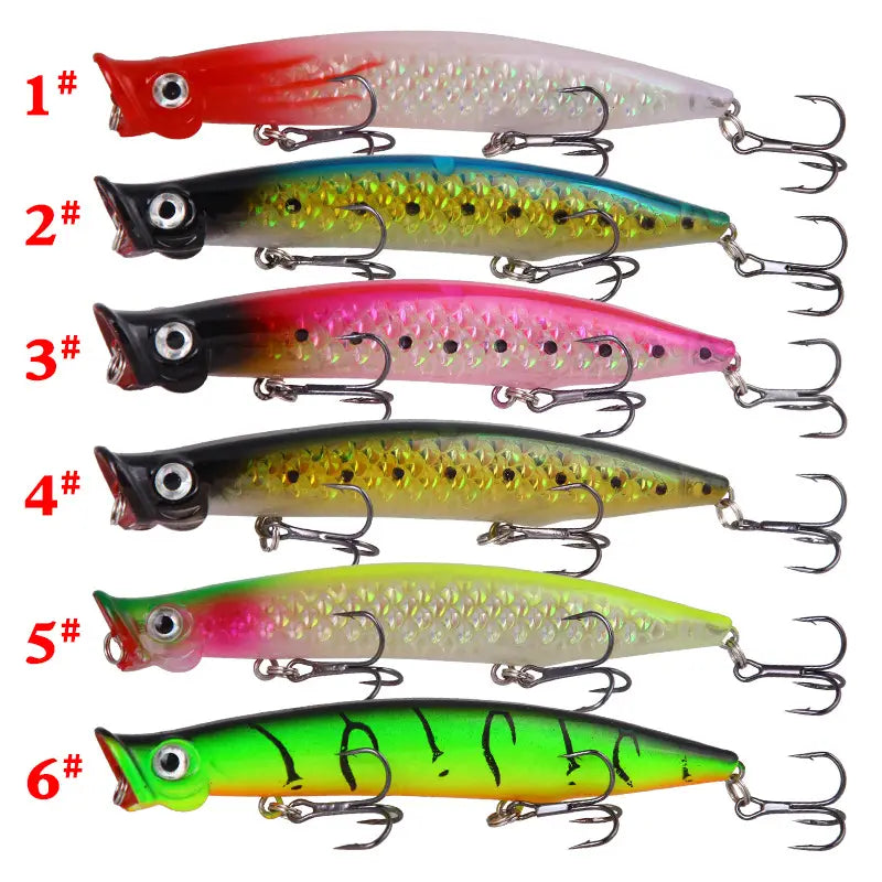Popper Floating Fishing Lure with Treble Hook 13g 11cm