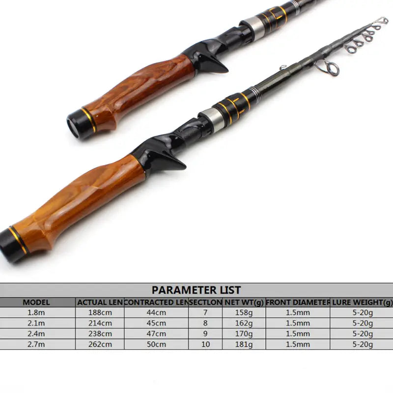 Telescopic Spinning + Casting Fishing Rods 1.8 - 2.7m