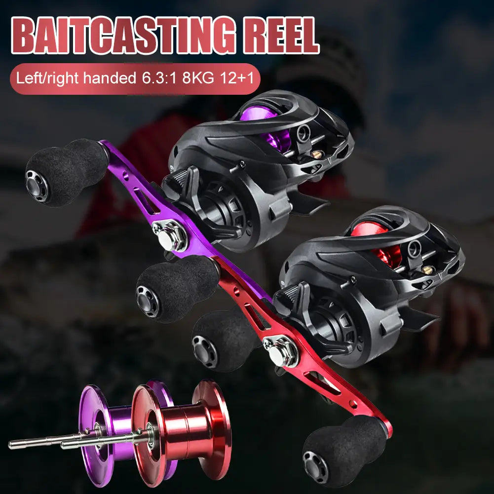 Baitcasting Fishing Reel Gear Ratio 6.3:1 Max Drag 8kg